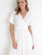 melya by melody Rochie Albă Plisată cu Decolteu petrecut Zamiya