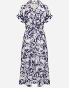 melya by melody Rochie Albastră-Albă Cambrată cu elastic în talie închisă cu nasturi Nasica