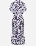 melya by melody Rochie Albastră-Albă Cambrată cu elastic în talie închisă cu nasturi Nasica