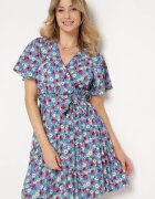 melya by melody Rochie Albastră Cloș cu elastic în talie cu centură suplimentară Ellandera