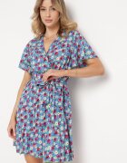 melya by melody Rochie Albastră Cloș cu elastic în talie cu centură suplimentară Ellandera
