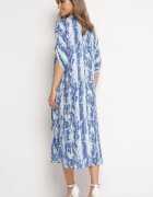 melya by melody Rochie Albastră cu bust tip cămașă din Viscoză cu Model Abstract Navila