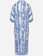 melya by melody Rochie Albastră cu bust tip cămașă din Viscoză cu Model Abstract Navila