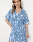 melya by melody Rochie Albastră din Bumbac și In cu Guler Bumstolia