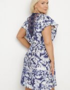 melya by melody Rochie Albastră din Vâscoză și In Tip cutie cu Legătură în Talie cu Model Abstract Toleira