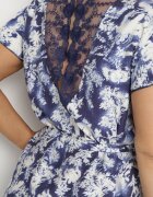 melya by melody Rochie Albastră din Vâscoză și In Tip cutie cu Legătură în Talie cu Model Abstract Toleira