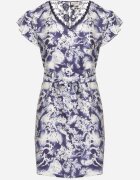 melya by melody Rochie Albastră din Vâscoză și In Tip cutie cu Legătură în Talie cu Model Abstract Toleira