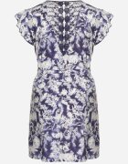 melya by melody Rochie Albastră din Vâscoză și In Tip cutie cu Legătură în Talie cu Model Abstract Toleira