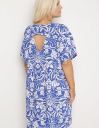 melya by melody Rochie albastră dreaptă din viscoză cu flori cu nasturi Liramiree