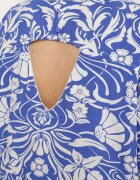 melya by melody Rochie albastră dreaptă din viscoză cu flori cu nasturi Liramiree
