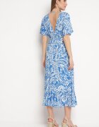 melya by melody Rochie Albastră în stil Boho cu elastic în talie și ciucuri Wornima