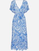 melya by melody Rochie Albastră în stil Boho cu elastic în talie și ciucuri Wornima