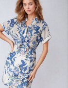melya by melody Rochie Albastru-Alb Cambrată cu partea de sus tip cămașă cu imprimeu abstract Namselle