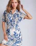 melya by melody Rochie Albastru-Alb Cambrată cu partea de sus tip cămașă cu imprimeu abstract Namselle