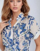 melya by melody Rochie Albastru-Alb Cambrată cu partea de sus tip cămașă cu imprimeu abstract Namselle