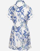 melya by melody Rochie Albastru-Alb Cambrată cu partea de sus tip cămașă cu imprimeu abstract Namselle