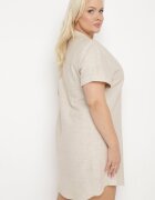 melya by melody Rochie Bej cu In tip cutie cu Mânecă Scurtă și Nasturi Effienu