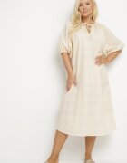 melya by melody Rochie Bej din Bumbac Oversize cu legătură la gât Tolanea