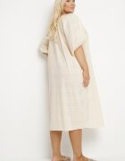melya by melody Rochie Bej din Bumbac Oversize cu legătură la gât Tolanea