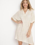 melya by melody Rochie Bej din bumbac și in cu guler Bumstolia
