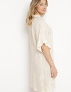 melya by melody Rochie Bej din bumbac și in cu guler Bumstolia