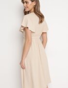 melya by melody Rochie Bej Evazată Midi cu Decolteu Petrecut Mirenal