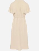 melya by melody Rochie Bej Evazată Midi cu Decolteu Petrecut Mirenal