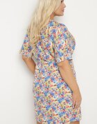 melya by melody Rochie cămașă Albastră din Viscoză Decorată cu o legătură Edirilira