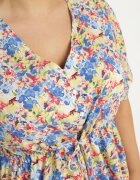 melya by melody Rochie cămașă Albastră din Viscoză Decorată cu o legătură Edirilira