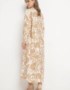 melya by melody Rochie cămașă Bej cu nasturi cu volan Lavernia