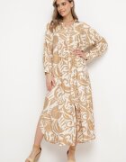 melya by melody Rochie cămașă Bej cu nasturi cu volan Lavernia