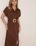 melya by melody Rochie-cămașă din bumbac cu curea în talie și buzunare Semilea Maro