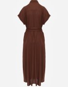 melya by melody Rochie-cămașă din bumbac cu curea în talie și buzunare Semilea Maro