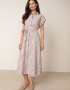 melya by melody Rochie-cămașă din bumbac fără mâneci cu curea tip cravată Egiera Maro