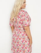 melya by melody Rochie Cămașă Fucsia cu Viscoză Decorată cu Legătură Edirilira