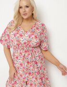 melya by melody Rochie Cămașă Fucsia cu Viscoză Decorată cu Legătură Edirilira