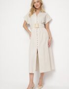 melya by melody Rochie Cămașă Jasnobej din Bumbac cu Mânecă Scurtă cu Curea Suplimentară Callira