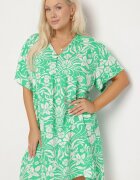 melya by melody Rochie cu croială dreaptă Verde din Viscoză cu Flori cu nasturi Liramiree