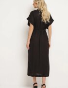 melya by melody Rochie din bumbac neagră cu top tip cămașă și șnur în talie Vikleta
