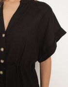 melya by melody Rochie din bumbac neagră cu top tip cămașă și șnur în talie Vikleta