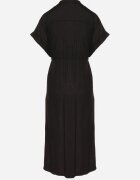 melya by melody Rochie din bumbac neagră cu top tip cămașă și șnur în talie Vikleta
