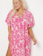 melya by melody Rochie Dreaptă Fucsia din Viscoză cu Flori cu Nasturi Liramiree