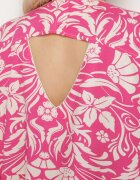 melya by melody Rochie Dreaptă Fucsia din Viscoză cu Flori cu Nasturi Liramiree