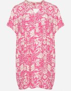 melya by melody Rochie Dreaptă Fucsia din Viscoză cu Flori cu Nasturi Liramiree