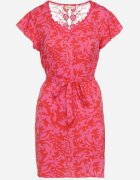 melya by melody Rochie fuchsia cu mânecă scurtă decorată cu plasă la decolteu cu o curea din material Meada