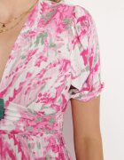 melya by melody Rochie Fucsia Cloche din Viscoză cu Mânecă Scurtă și Elastic Cusut în Talie Zenellanea