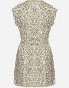 melya by melody Rochie Galbenă din Viscoză cu Flori cu Centură și Broderii Nelindia