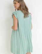 melya by melody Rochie Mini Croială Dreaptă Verde Deschis din Țesătură Plisată din Vâscoză și Bumbac Ematisa