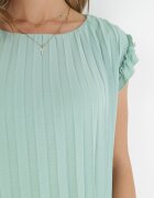 melya by melody Rochie Mini Croială Dreaptă Verde Deschis din Țesătură Plisată din Vâscoză și Bumbac Ematisa