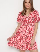 melya by melody Rochie Mini Roșu-Bej din viscoză cu dungi abstracte Ethikala